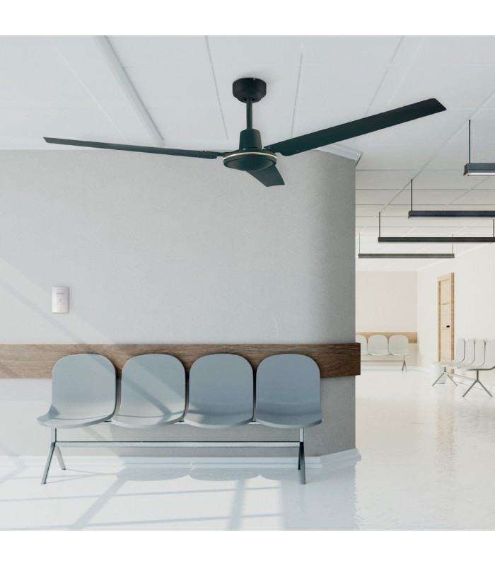 Ventilador De Techo Saltok Negro AC Sin Luz 3 Aspas 142D