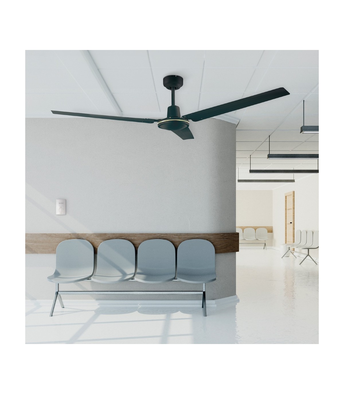 Ventilador De Techo Saltok Negro AC Sin Luz 3 Aspas 142D