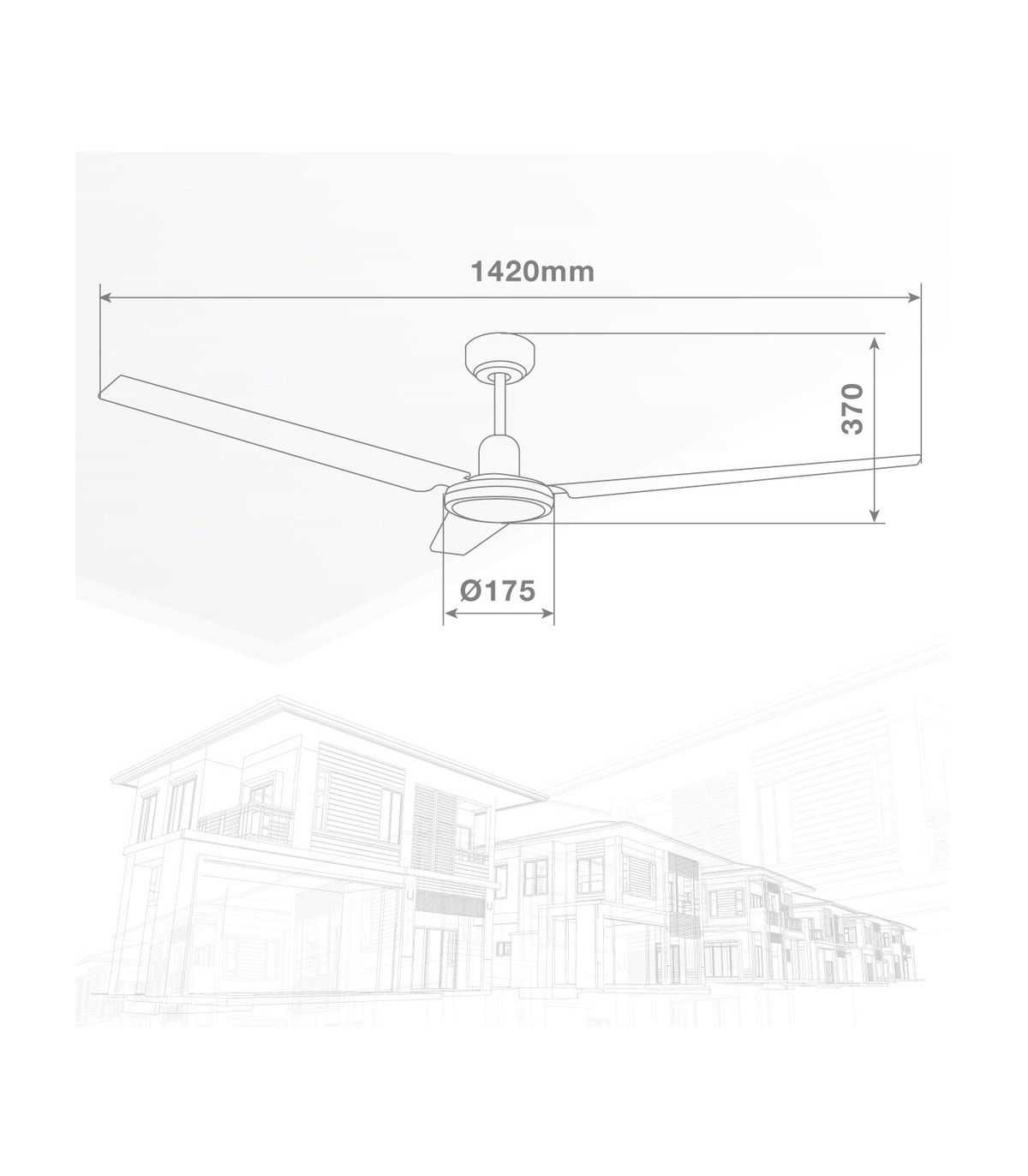 Ventilador De Techo Saltok Negro AC Sin Luz 3 Aspas 142D