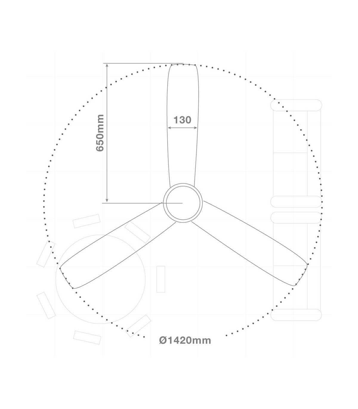 Ventilador De Techo Saltok Negro AC Sin Luz 3 Aspas 142D