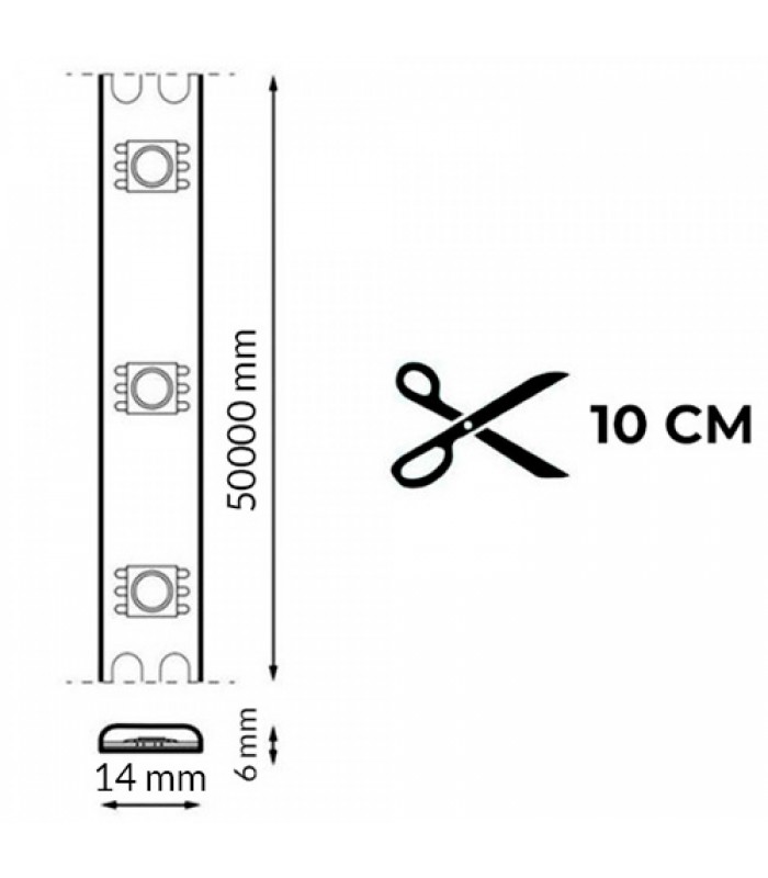Bobina Tira LED WORK 12W/m 1400Lm/M 220V IP65 -50 Metros-