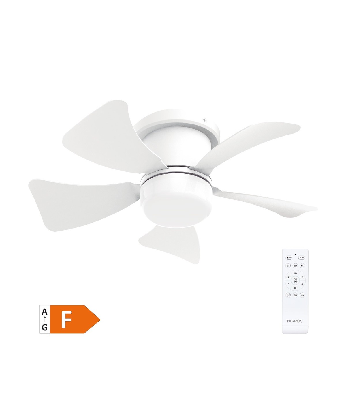 Ventilador ORISTAN Blanco DC 10W 1400Lm 5 Aspas Blanco CCT