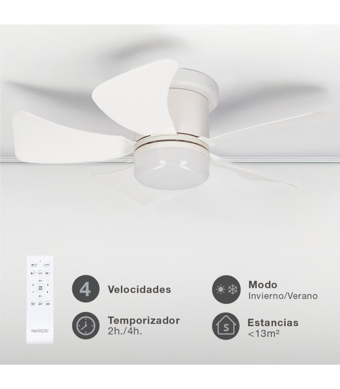 Ventilador ORISTAN Blanco DC 10W 1400Lm 5 Aspas Blanco CCT