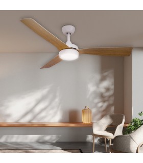 Ventilador CEFALU Blanco DC 15W 1534Lm 3 Aspas Haya CCT