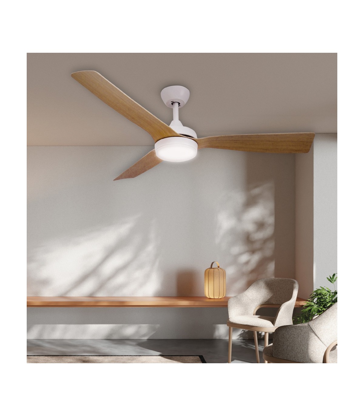 Ventilador CEFALU Blanco DC 15W 1534Lm 3 Aspas Haya CCT