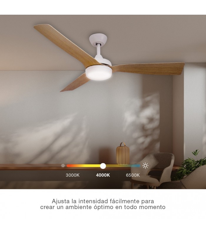 Ventilador CEFALU Blanco DC 15W 1534Lm 3 Aspas Haya CCT