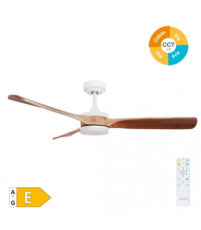 Ventilador MISSTRETA Blanco DC 15W 1534Lm 3 Aspas Madera CCT