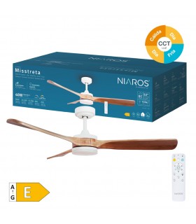 Ventilador MISSTRETA Blanco DC 15W 1534Lm 3 Aspas Madera CCT