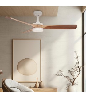 Ventilador MISSTRETA Blanco DC 15W 1534Lm 3 Aspas Madera CCT