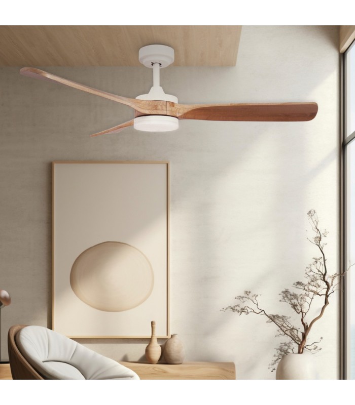 Ventilador MISSTRETA Blanco DC 15W 1534Lm 3 Aspas Madera CCT
