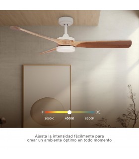 Ventilador MISSTRETA Blanco DC 15W 1534Lm 3 Aspas Madera CCT