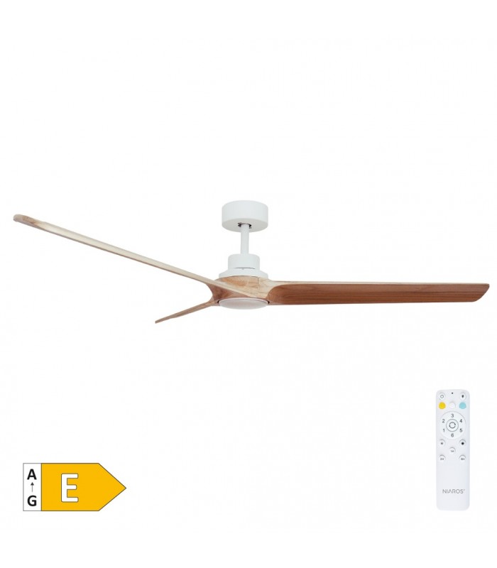 Ventilador FRATELLO Blanco DC 15W 1534Lm 3 Aspas Madera CCT