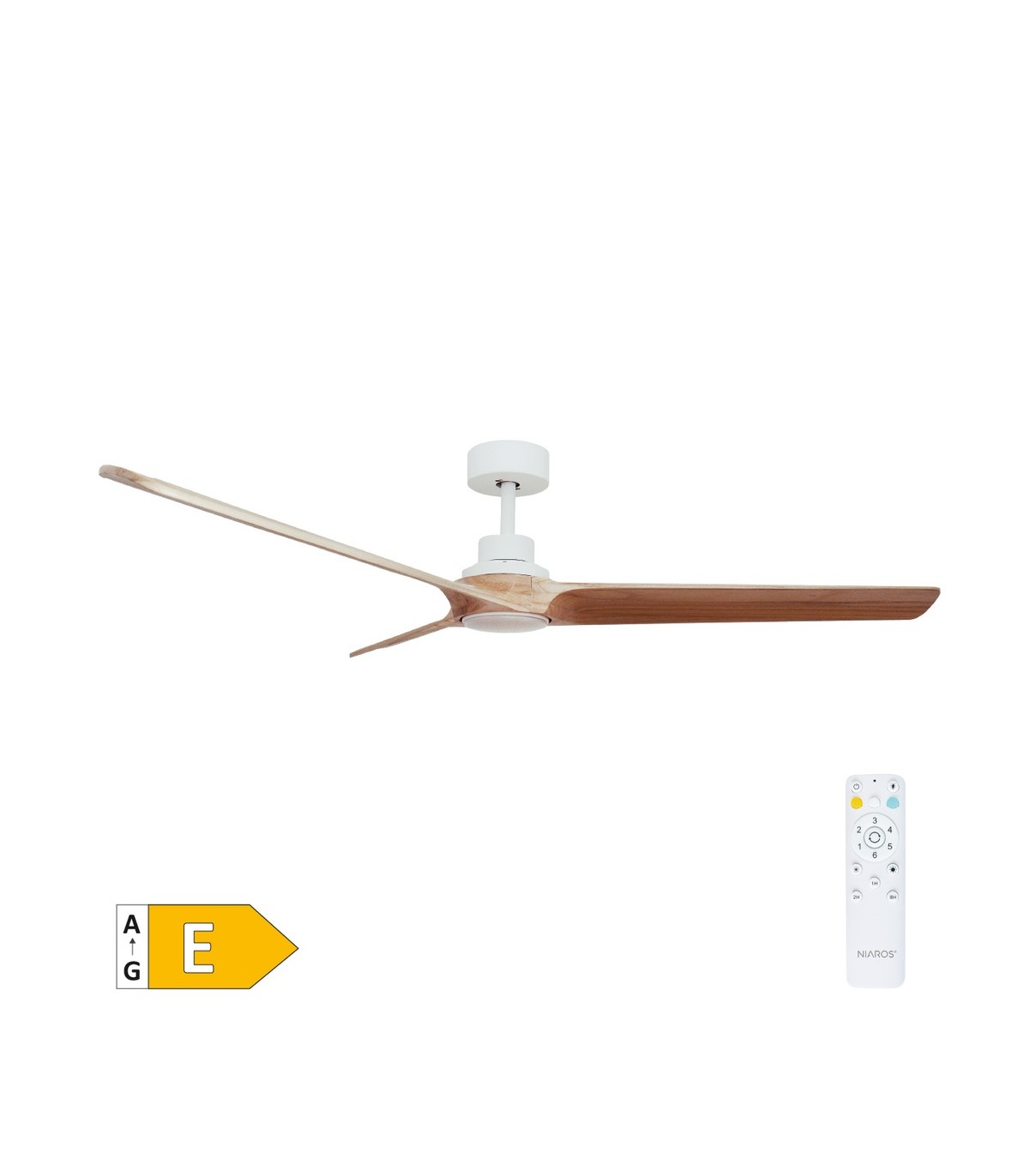 Ventilador FRATELLO Blanco DC 15W 1534Lm 3 Aspas Madera CCT