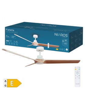 Ventilador FRATELLO Blanco DC 15W 1534Lm 3 Aspas Madera CCT