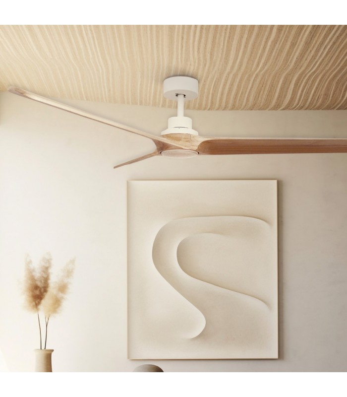 Ventilador FRATELLO Blanco DC 15W 1534Lm 3 Aspas Madera CCT