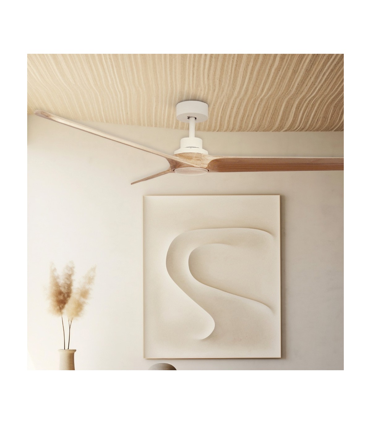 Ventilador FRATELLO Blanco DC 15W 1534Lm 3 Aspas Madera CCT