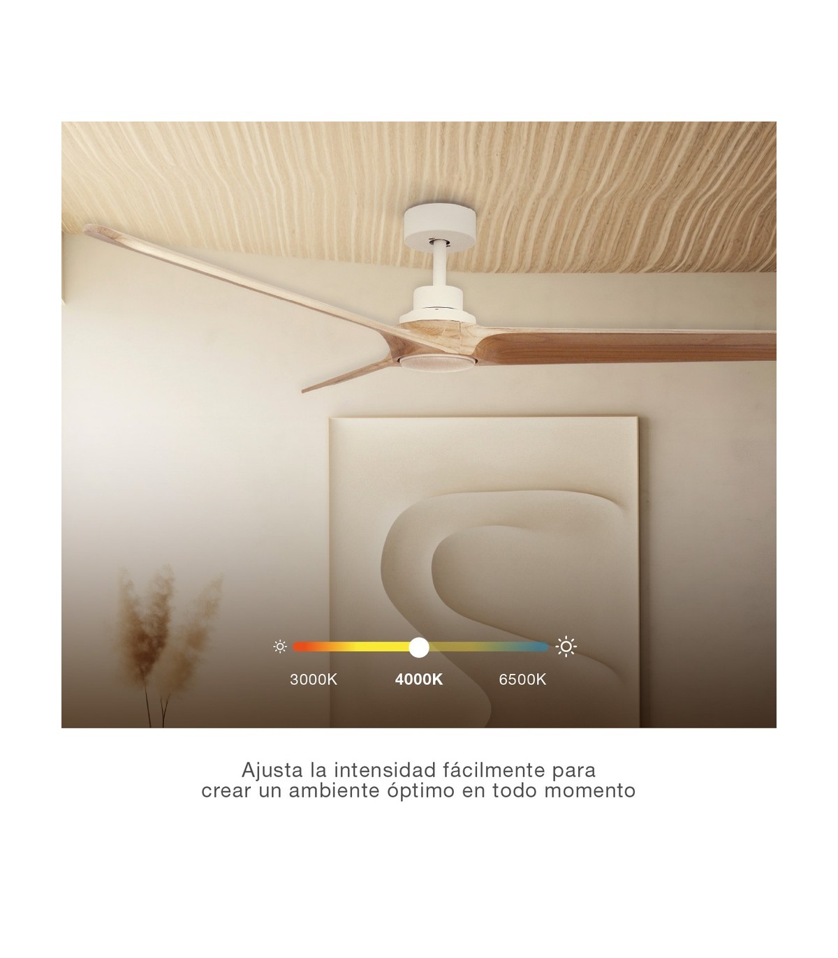 Ventilador FRATELLO Blanco DC 15W 1534Lm 3 Aspas Madera CCT