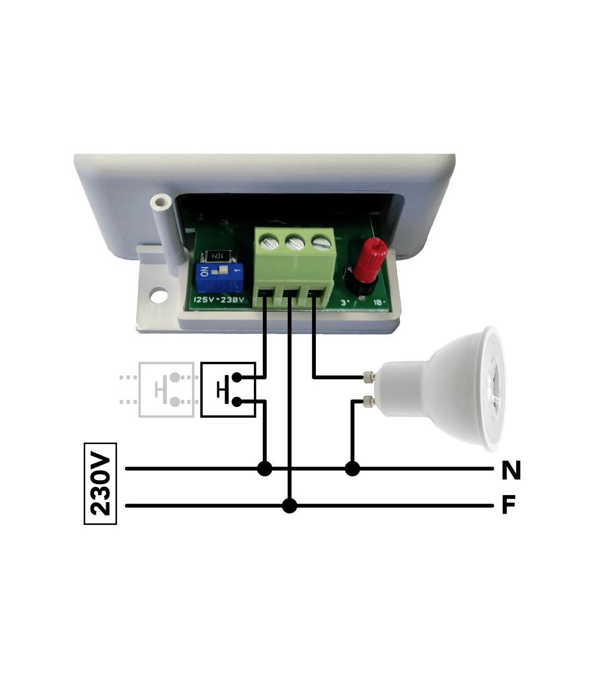 Temporizador mural para cualquier LED 230VAC