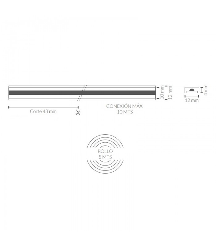 Tira Flexible COB LDV 14W 1386Lm/M 528Led/m IP67 DC24V -5 Metros-