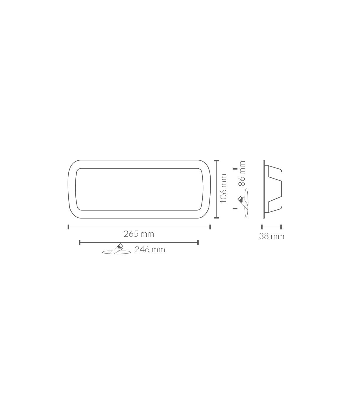Accesorio Empotrar Emergencia LUMINE Negro