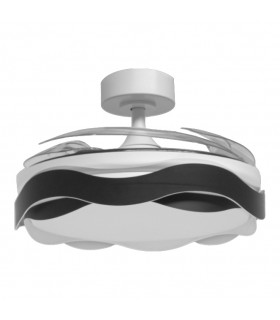 Ventilador ONDAS DC 72W 6480Lm 4 Aspas Blanco/Negro CCT