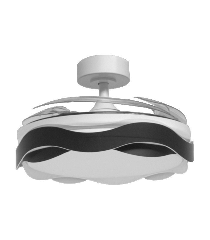 Ventilador ONDAS DC 72W 6480Lm 4 Aspas Blanco/Negro CCT