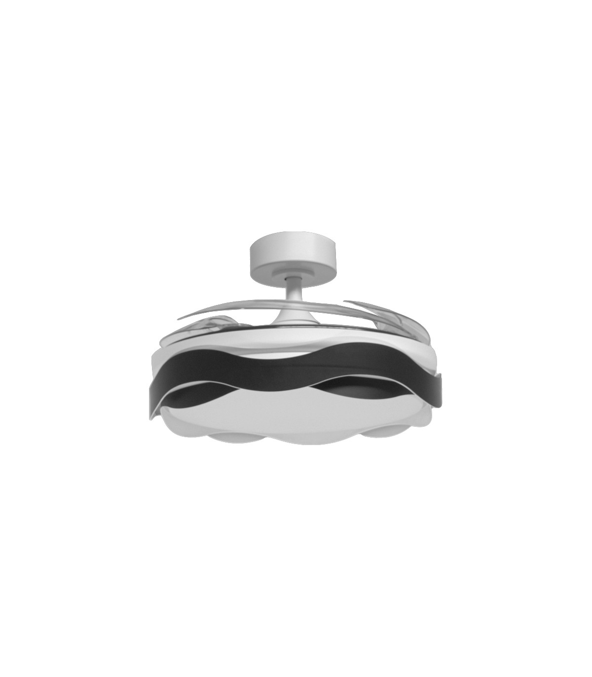 Ventilador ONDAS DC 72W 6480Lm 4 Aspas Blanco/Negro CCT