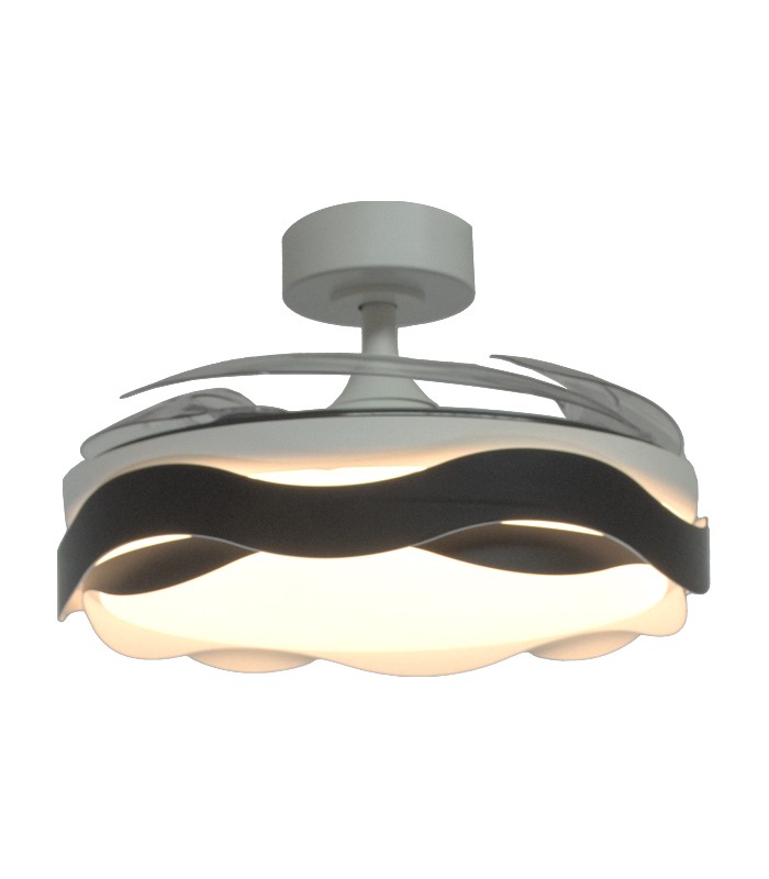 Ventilador ONDAS DC 72W 6480Lm 4 Aspas Blanco/Negro CCT