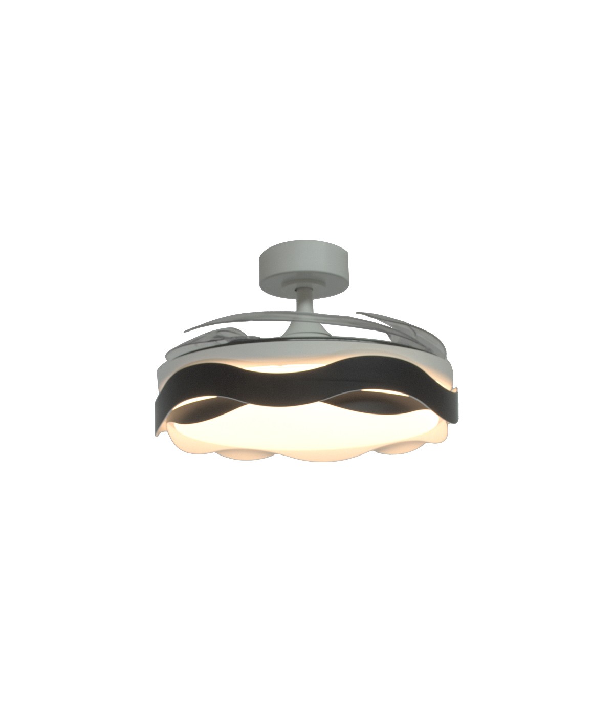 Ventilador ONDAS DC 72W 6480Lm 4 Aspas Blanco/Negro CCT