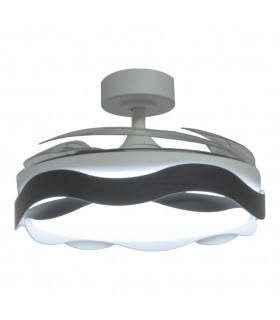 Ventilador ONDAS DC 72W 6480Lm 4 Aspas Blanco/Negro CCT