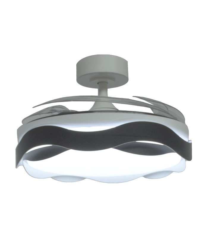 Ventilador ONDAS DC 72W 6480Lm 4 Aspas Blanco/Negro CCT