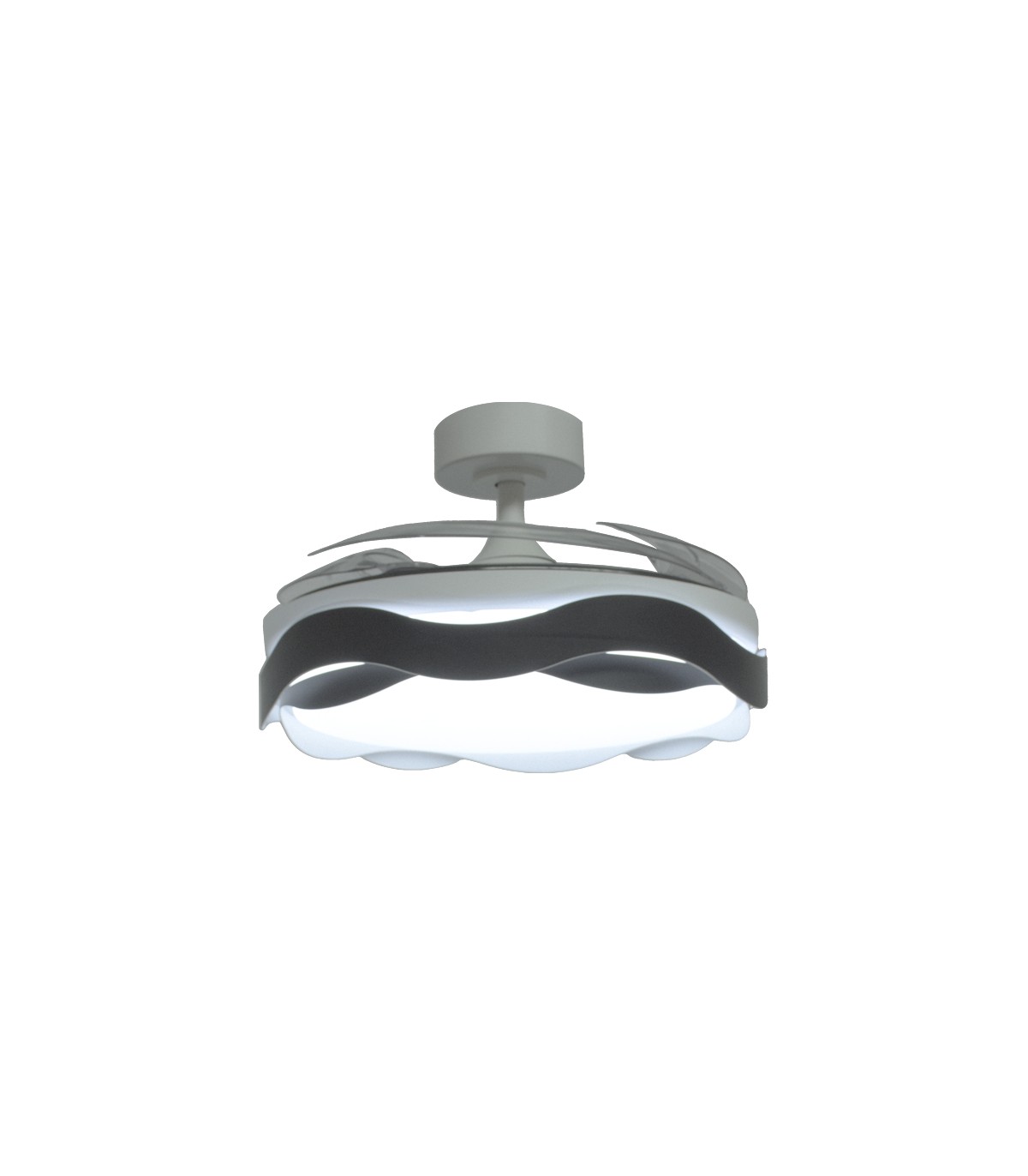 Ventilador ONDAS DC 72W 6480Lm 4 Aspas Blanco/Negro CCT
