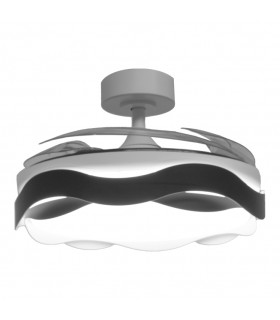 Ventilador ONDAS DC 72W 6480Lm 4 Aspas Blanco/Negro CCT