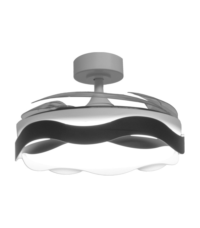 Ventilador ONDAS DC 72W 6480Lm 4 Aspas Blanco/Negro CCT