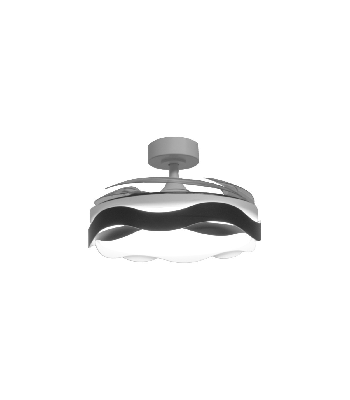 Ventilador ONDAS DC 72W 6480Lm 4 Aspas Blanco/Negro CCT
