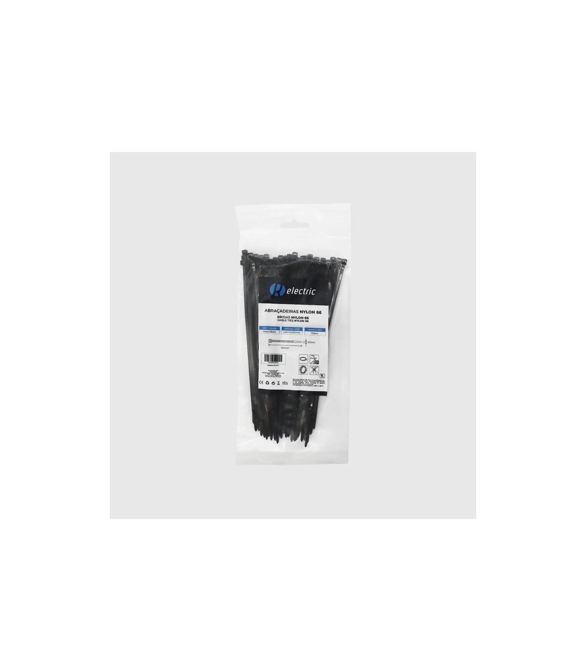 Bridas RELECTRIC NYLON66 150x2.5mm Negro 100 Uds.