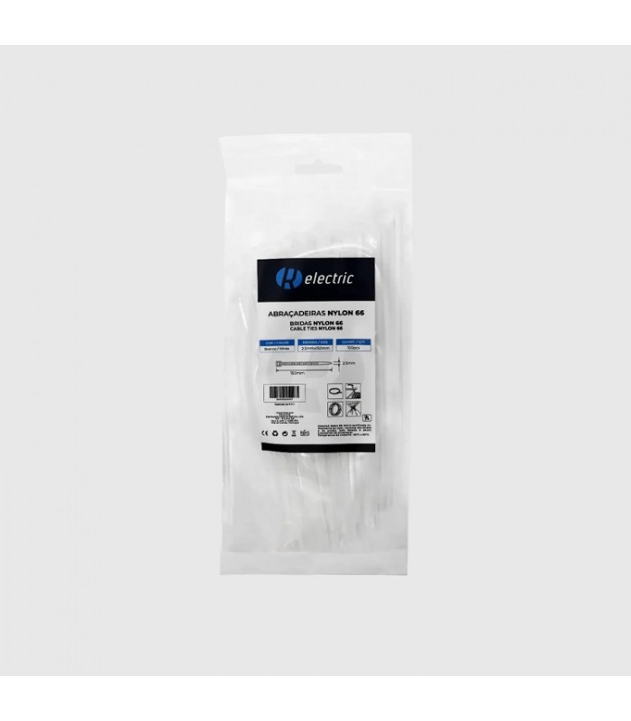 Bridas RELECTRIC NYLON66 150x2.5mm Blanco 100 Uds.