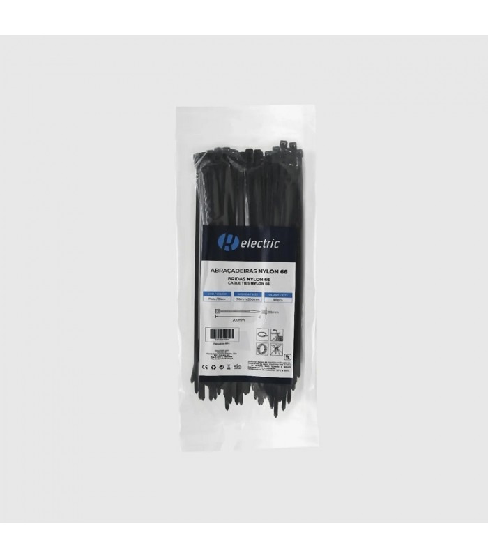 Bridas RELECTRIC NYLON66 200x3.6mm Negro 100 Uds.