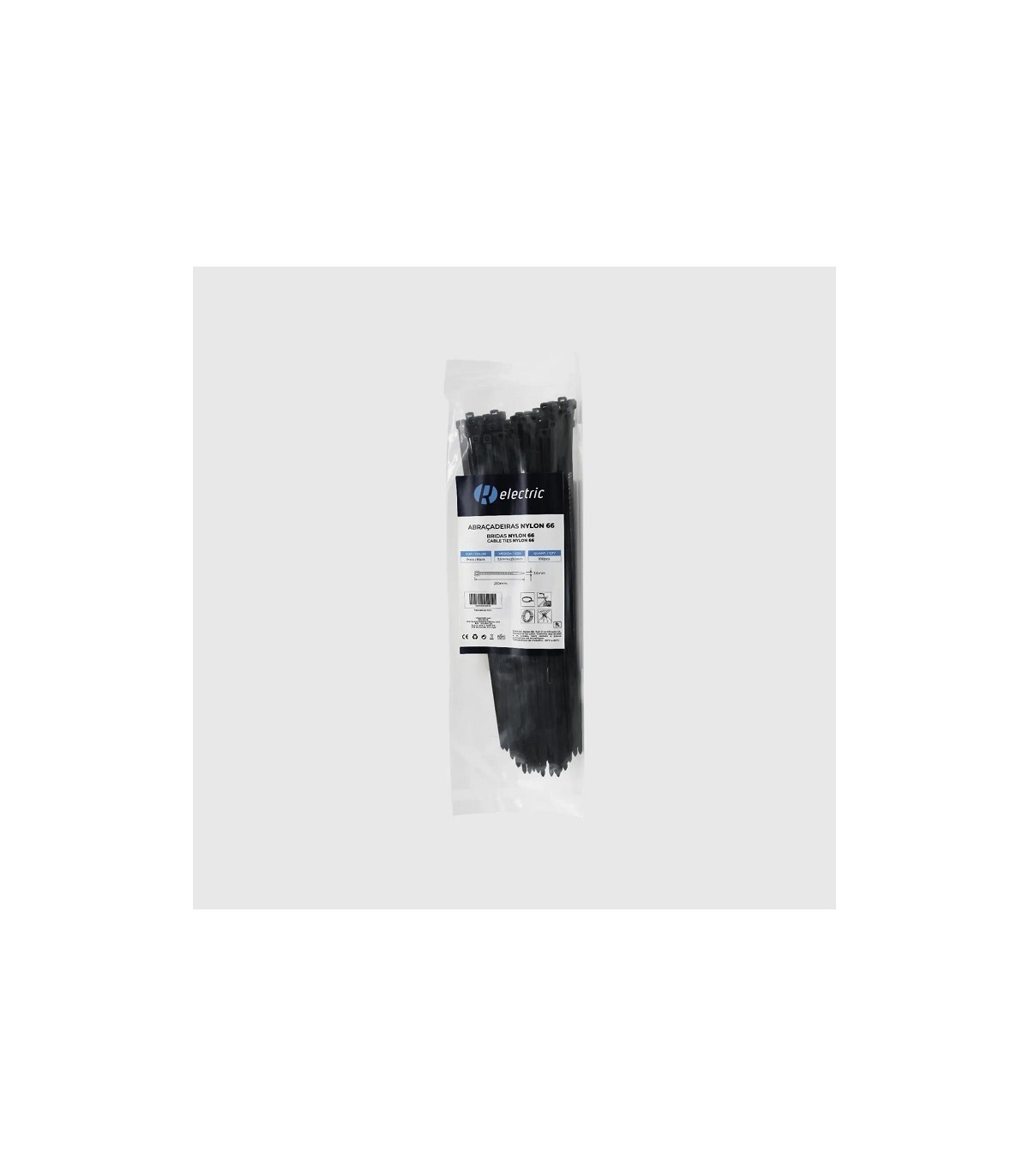 Bridas RELECTRIC NYLON66 250x3.6mm Negro 100 Uds.