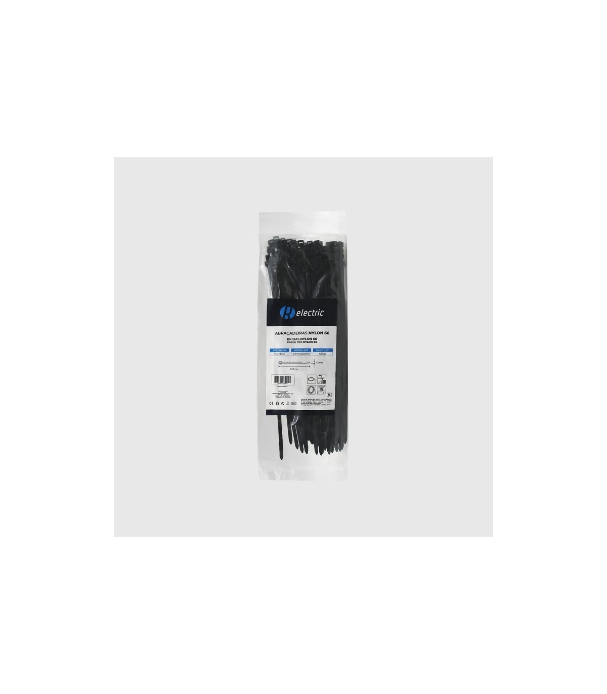Bridas RELECTRIC NYLON66 250x4.8mm Negro 100 Uds.