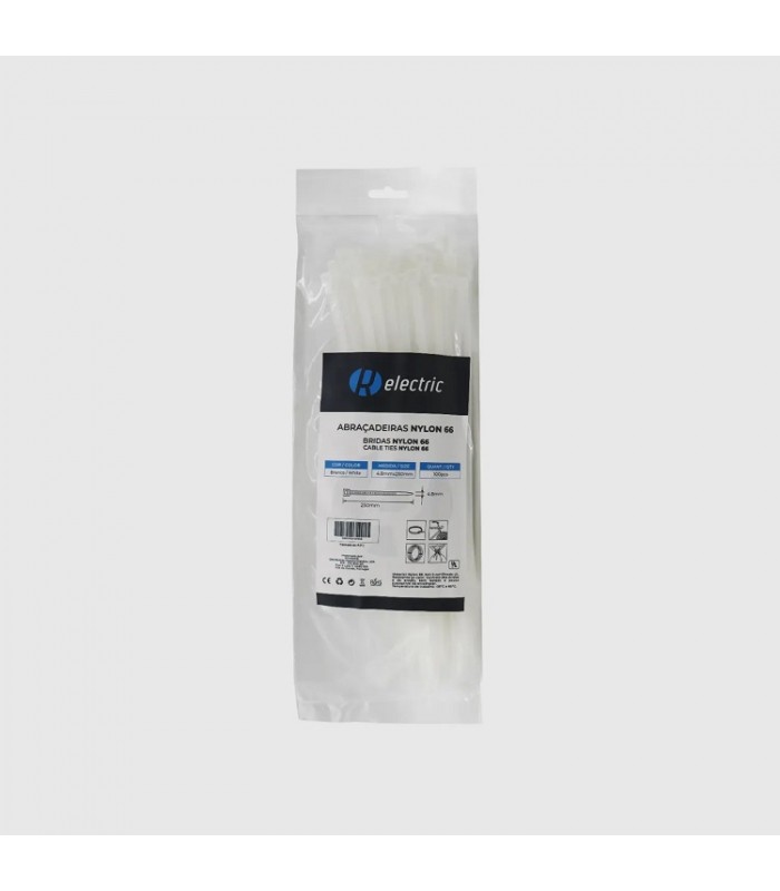 Bridas RELECTRIC NYLON66 250x4.8mm Blanco 100 Uds.