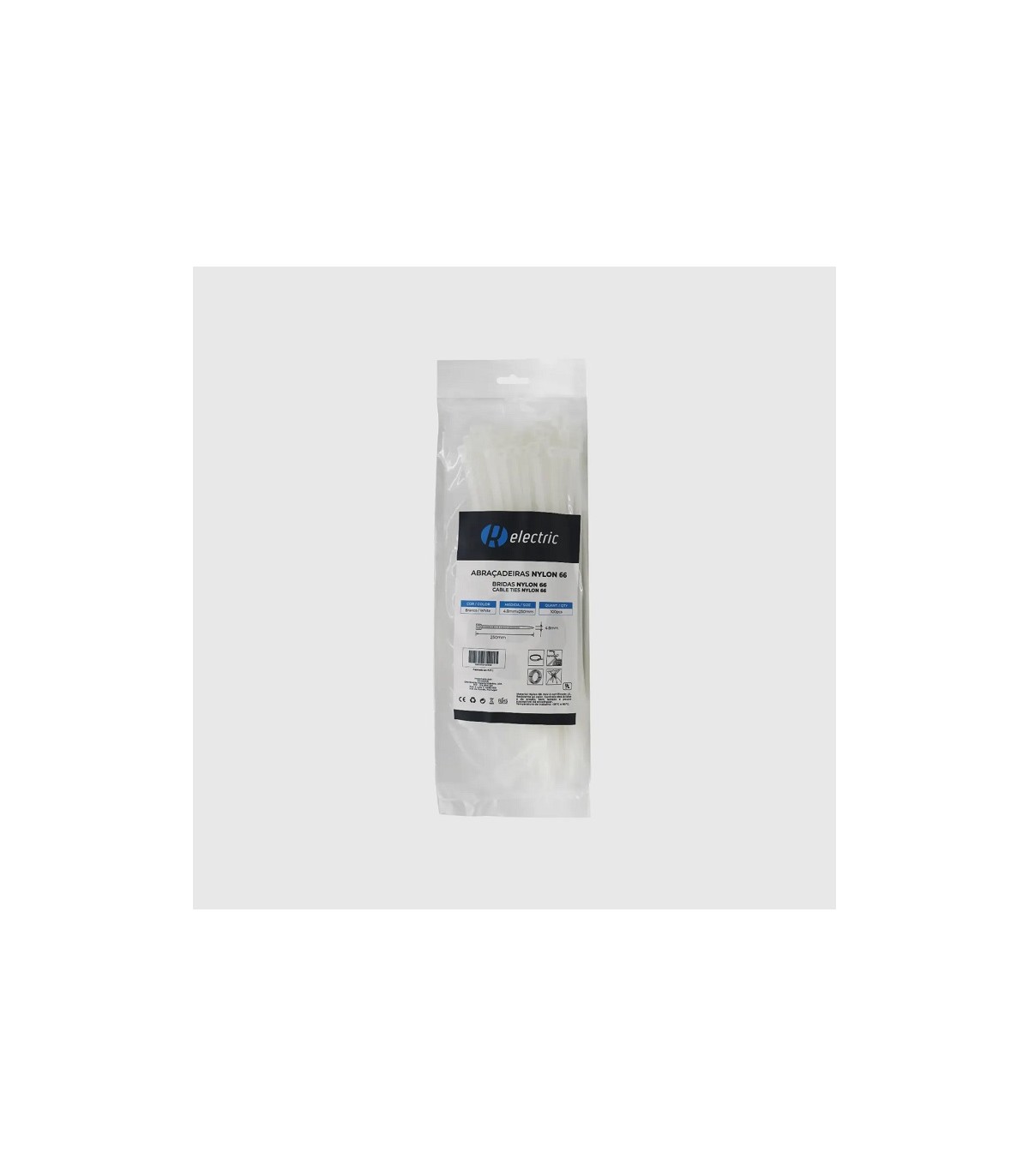 Bridas RELECTRIC NYLON66 250x4.8mm Blanco 100 Uds.