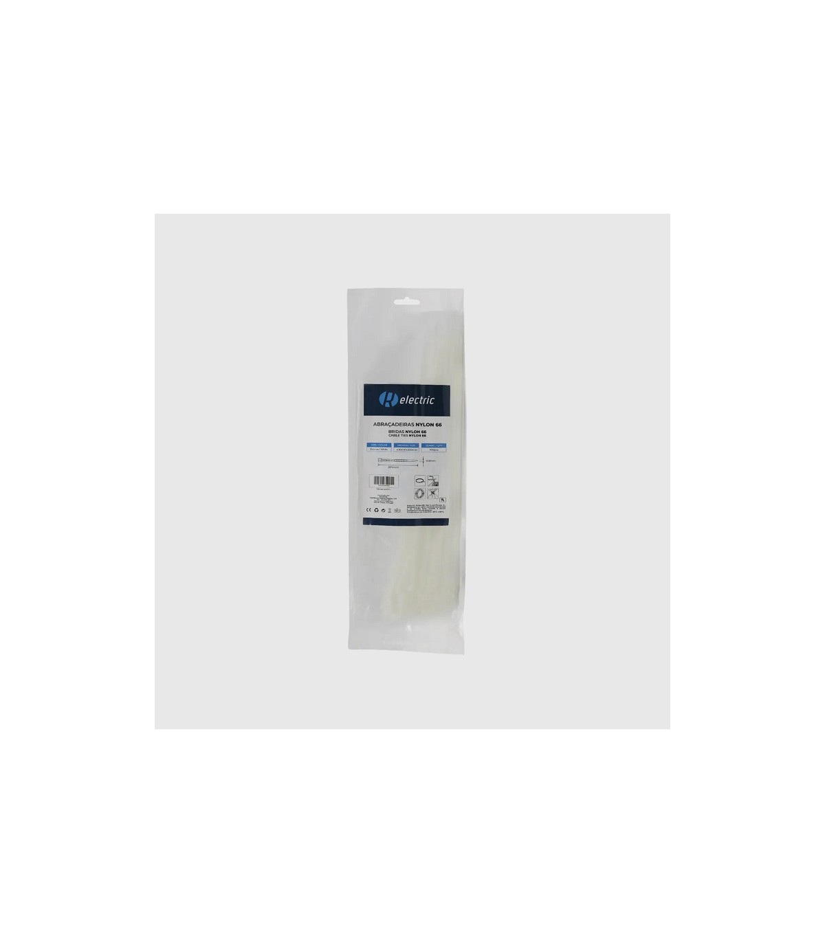 Bridas RELECTRIC NYLON66 300x4.8mm Blanco 100 Uds.
