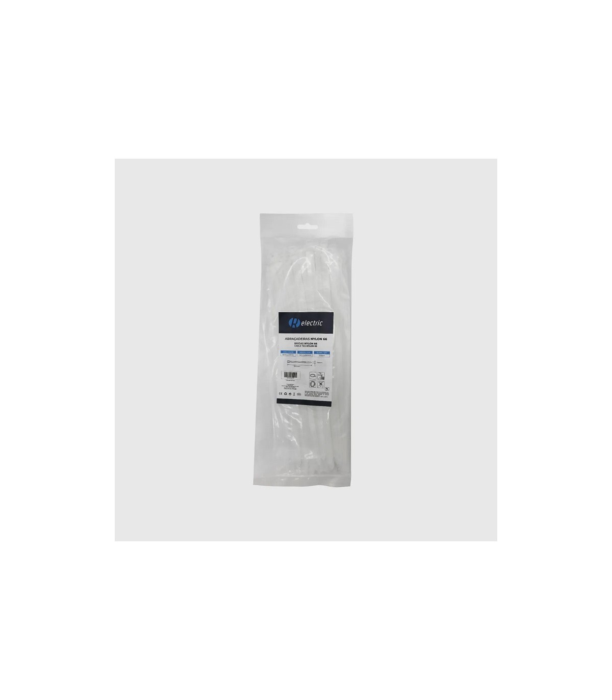 Bridas RELECTRIC NYLON66 350x7.6mm Blanco 100 Uds.