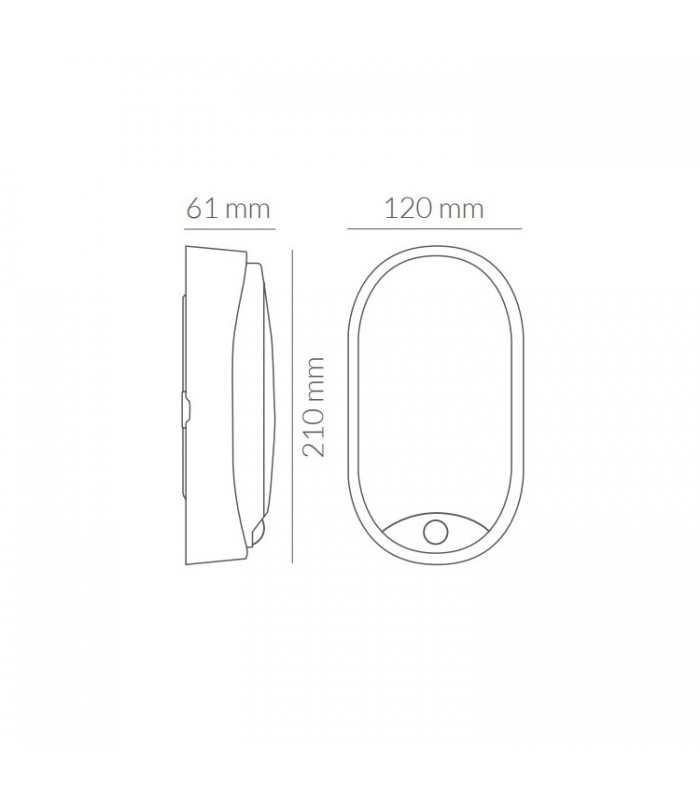 Aplique Led Oval RABAT Blanco con sensor 14W 1400Lm IP65 CCT