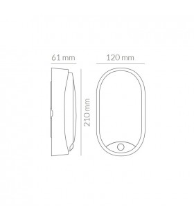 Aplique Led Oval RABAT Negro con sensor 14W 1400Lm IP65 CCT