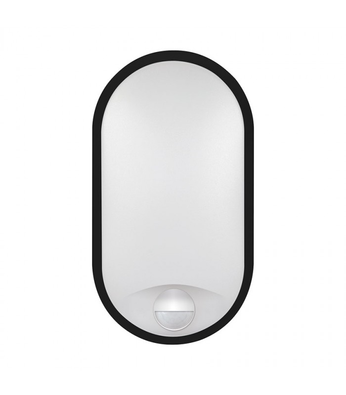 Aplique Led Oval RABAT Negro con sensor 14W 1400Lm IP65 CCT