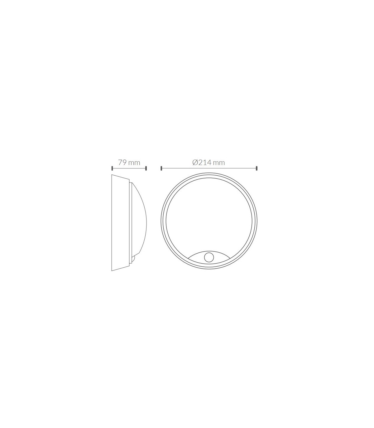 Aplique Led ACRA Negro con sensor 14W 1400Lm IP65 CCT