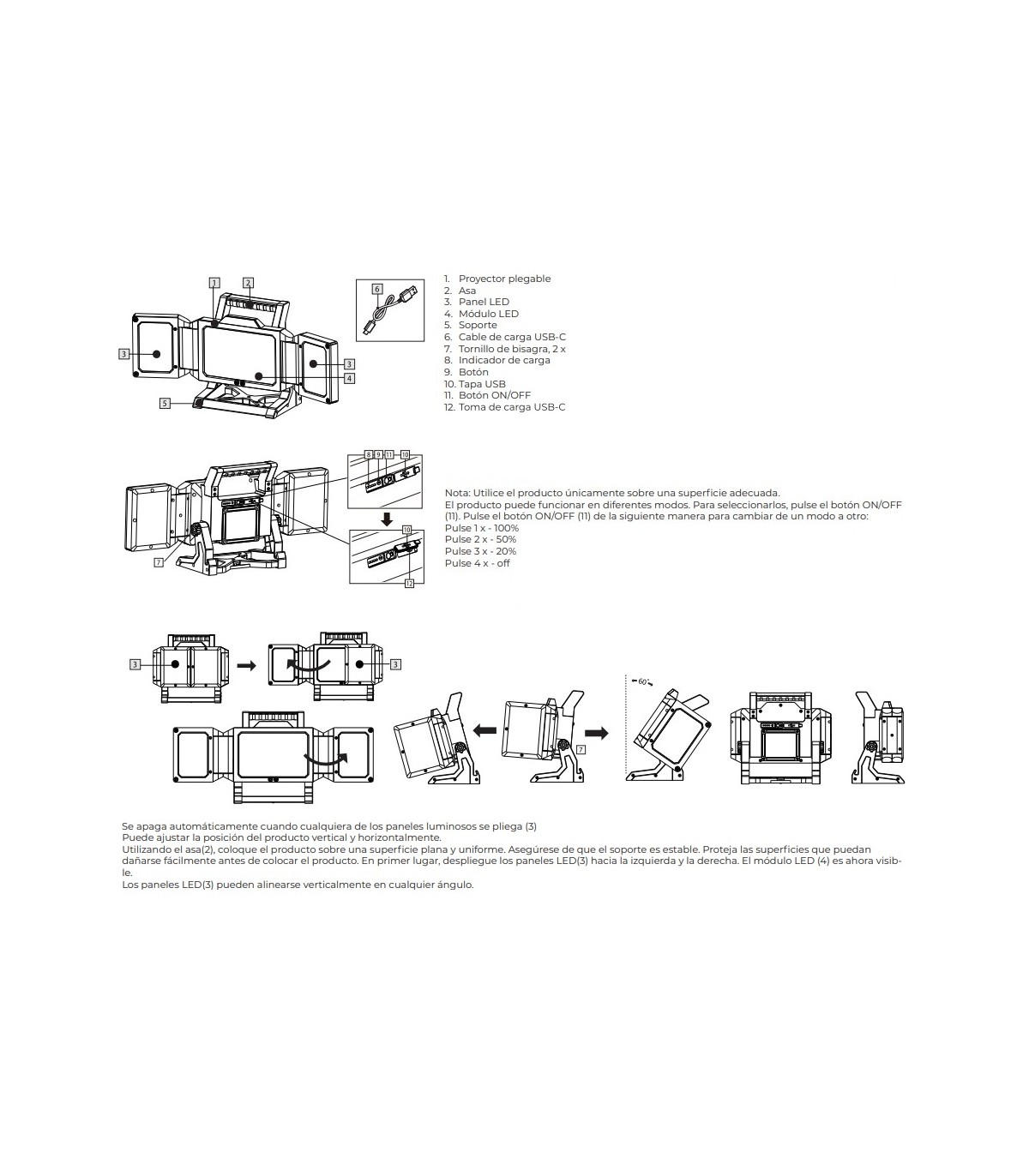 Proyector LED Portátil con Batería MAXLED 50W 5000Lm IP54