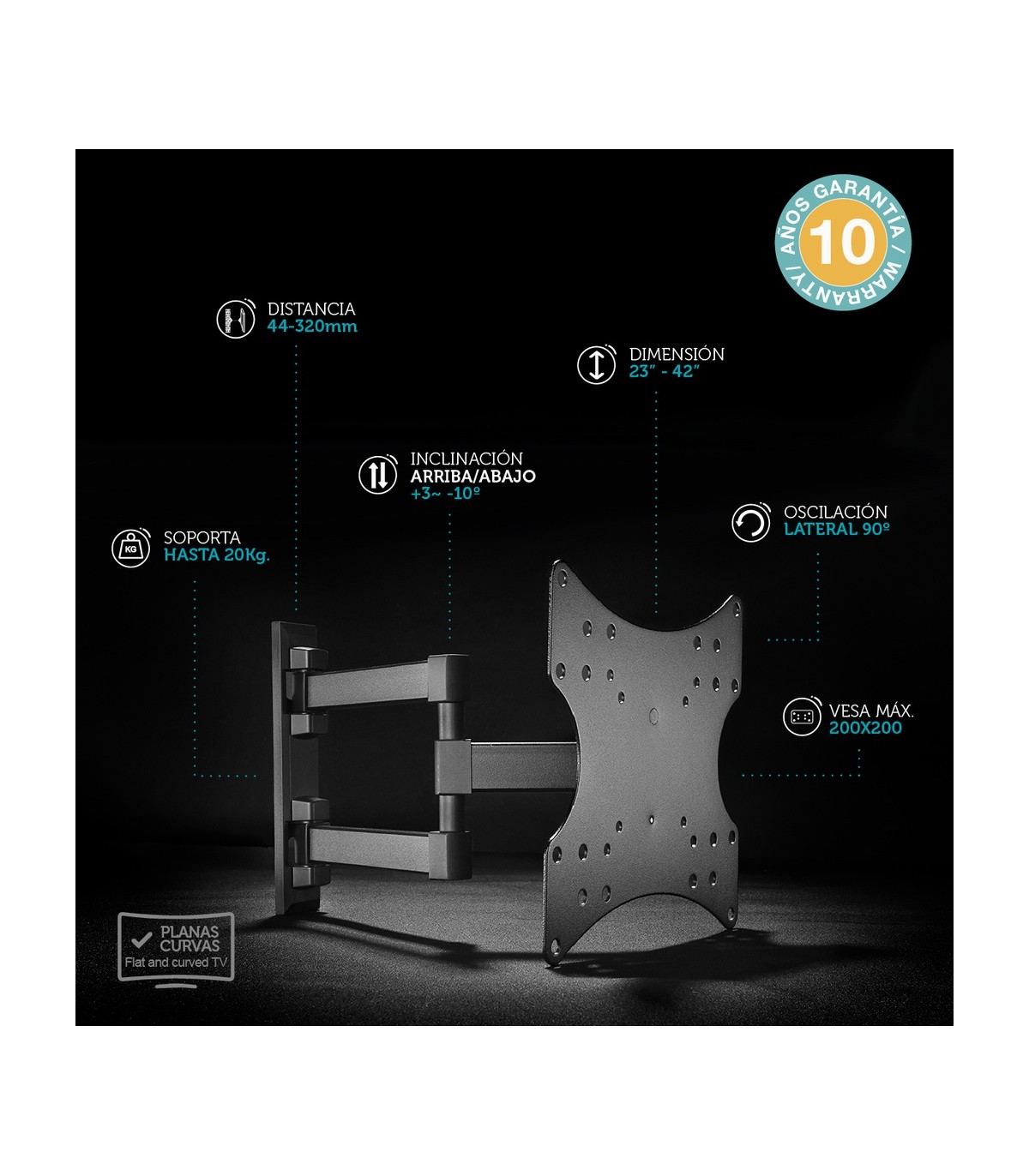 Soporte de TV con brazo doble 23" / 42"